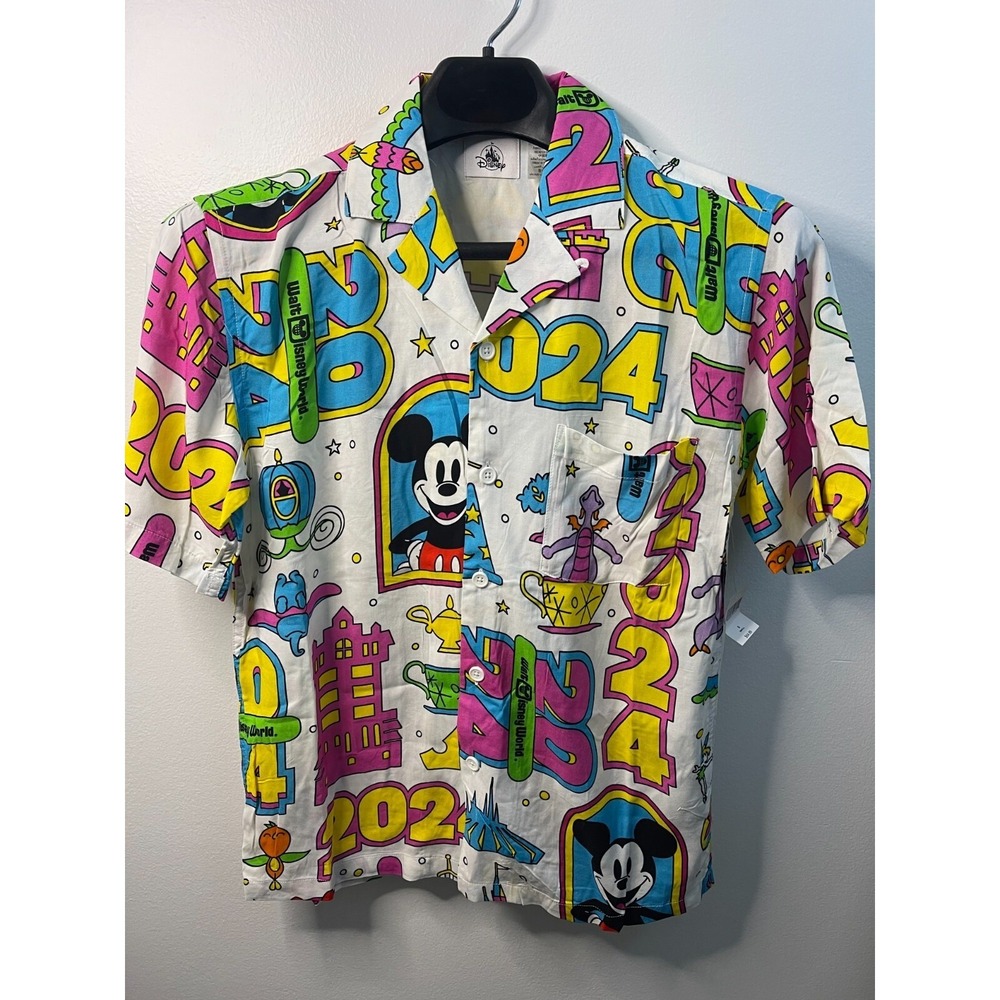 Disney Parks Walt Disney World 2024 Mickey Figment Button Up Shirt Small NWT
